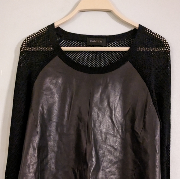 Danier  faux leather top and knit back - Picture 1 of 5